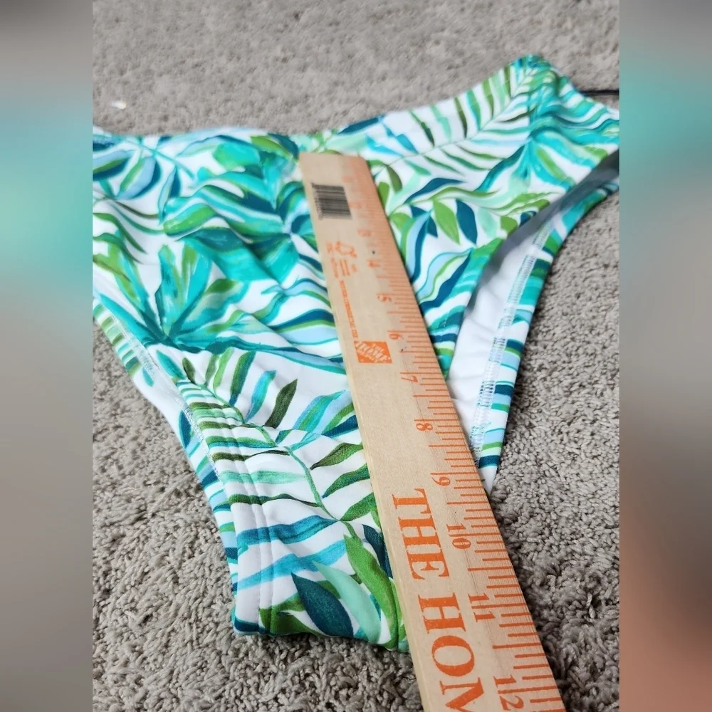 Women's High Waist High Leg Extra Cheeky Bikini Bottom  Shade & Shore Green Leaf